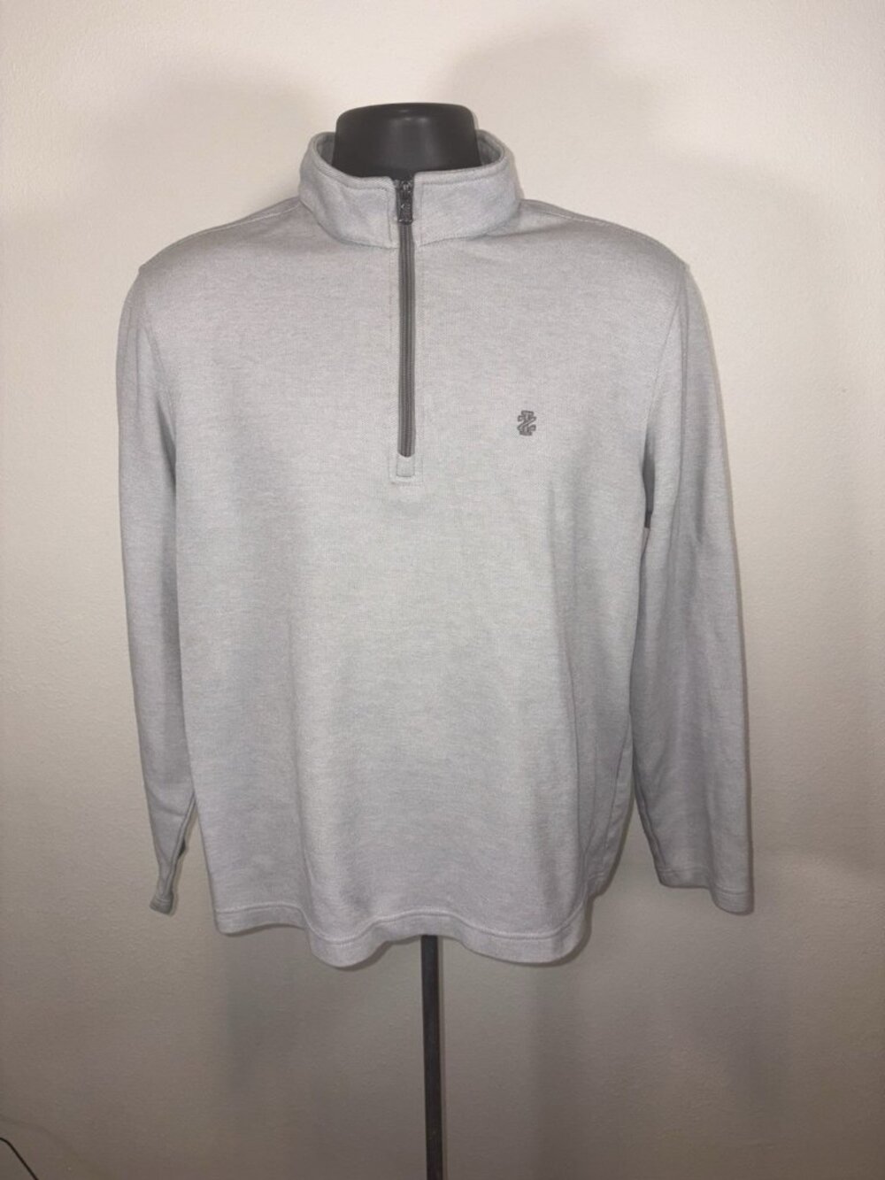 Izod Pullover 1/4 Zip HighNeck Shirt Top Men Medium Gray